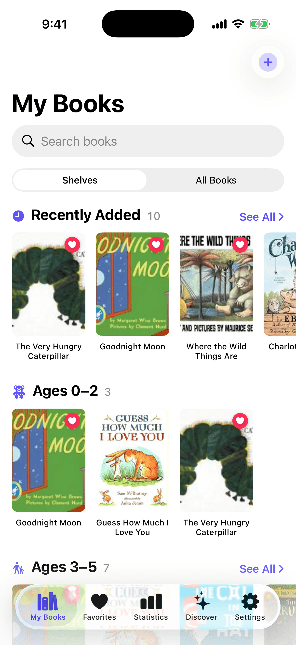 MyLittleShelf — Smart Shelves automatically organizing a family library by series, age, category, and language